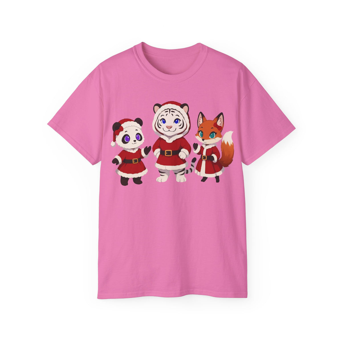 Cute Christmas Animals Tee — Santa Panda, Tiger & Fox Holiday T-Shirt