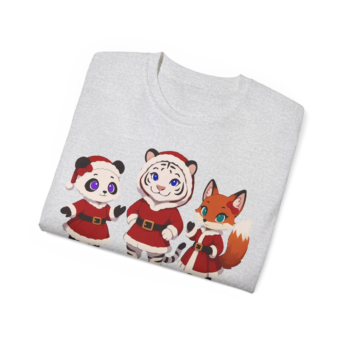 Cute Christmas Animals Tee — Santa Panda, Tiger & Fox Holiday T-Shirt