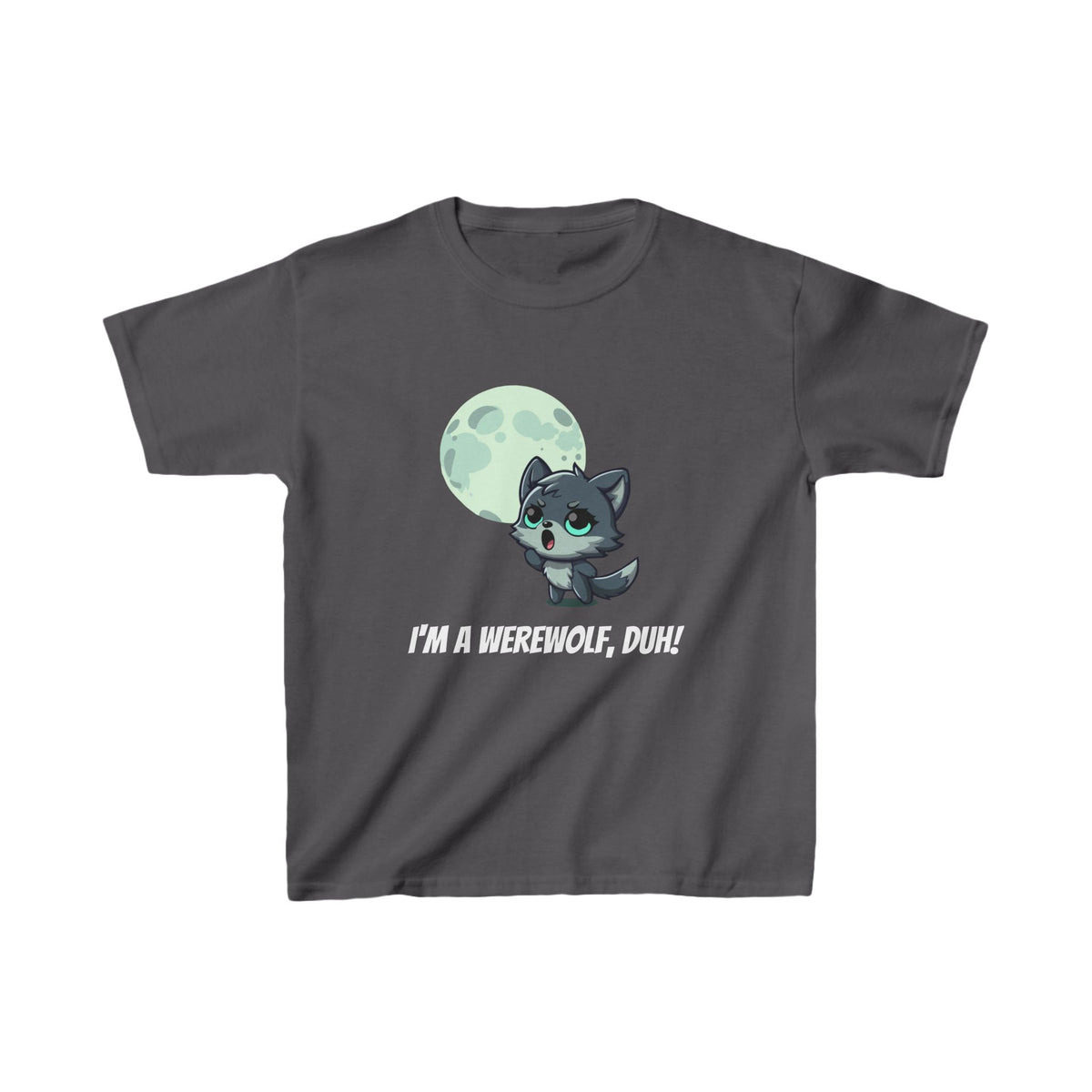 Howling Cute Werewolf Kids Shirt - "I'm a Werewolf, Duh!"