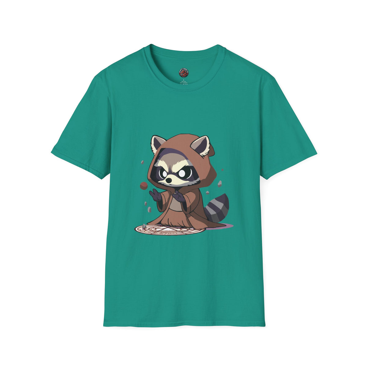 Cute Raccoon Space Wizard Unisex Softstyle T-Shirt - Perfect for Animal and Star Wars Fans