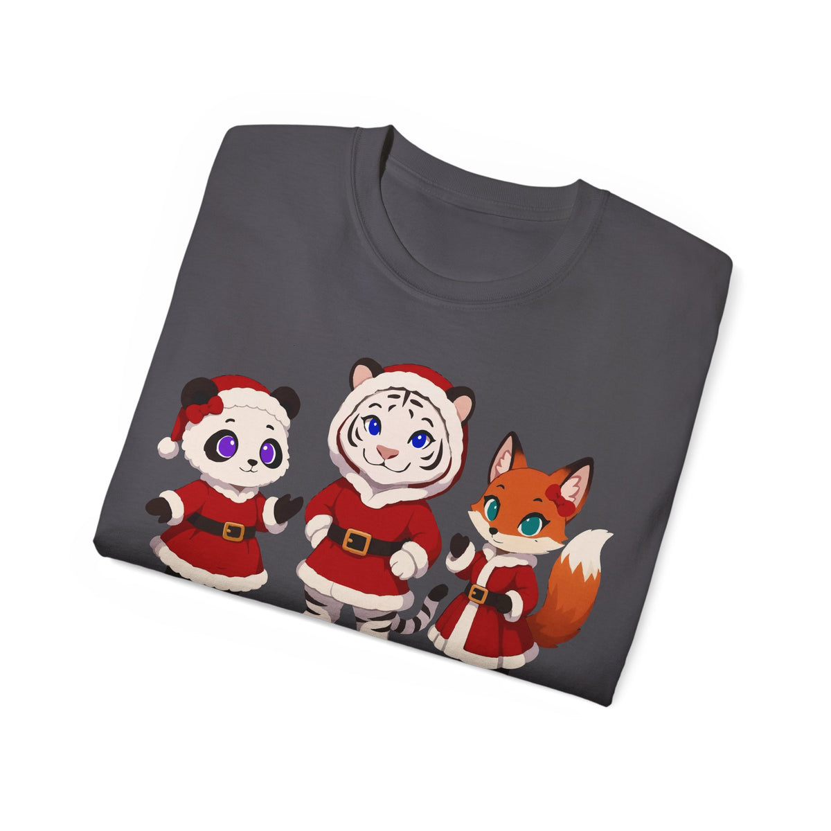 Cute Christmas Animals Tee — Santa Panda, Tiger & Fox Holiday T-Shirt