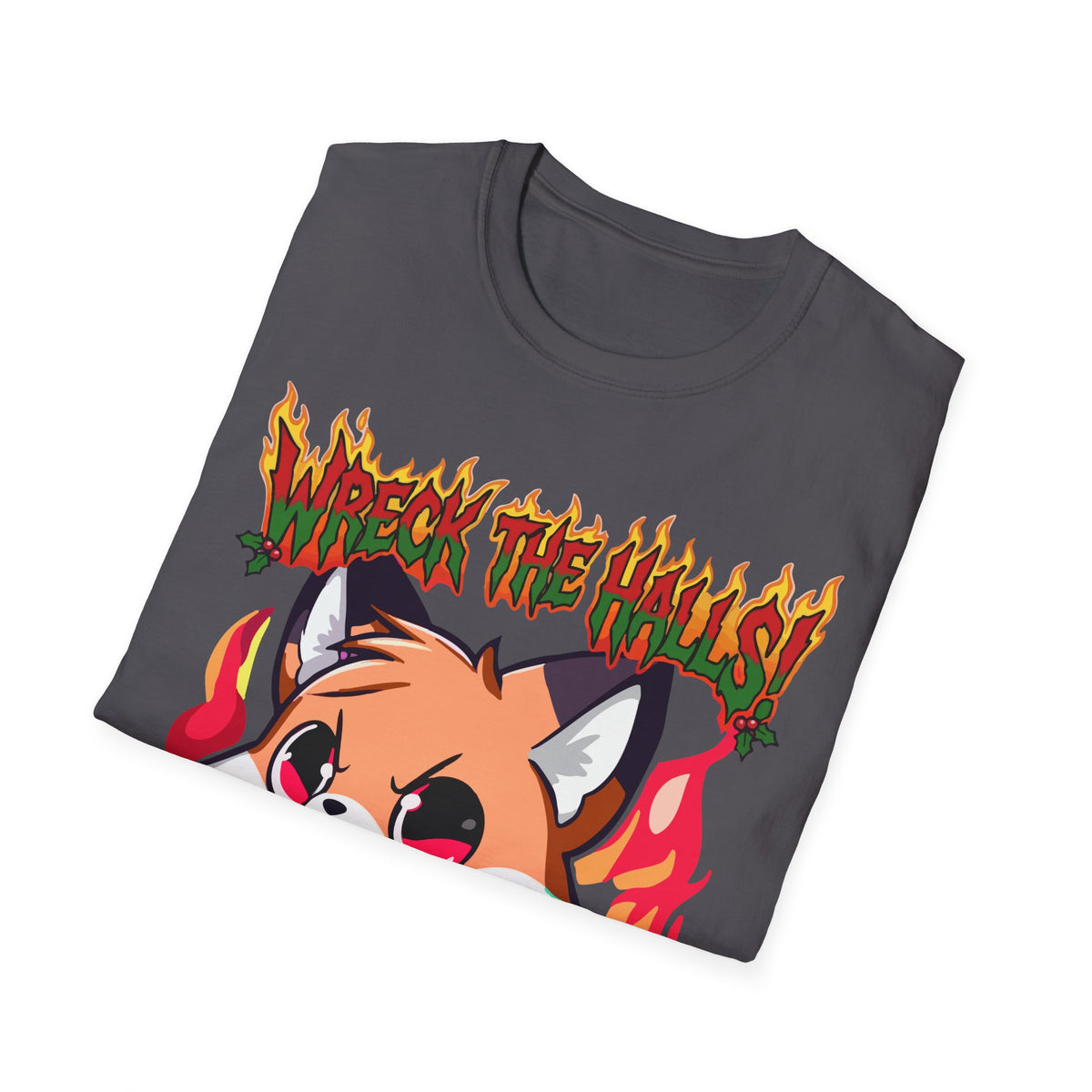 Metal Fox Christmas T-Shirt – 'Wreck the Halls' Holiday Graphic Tee