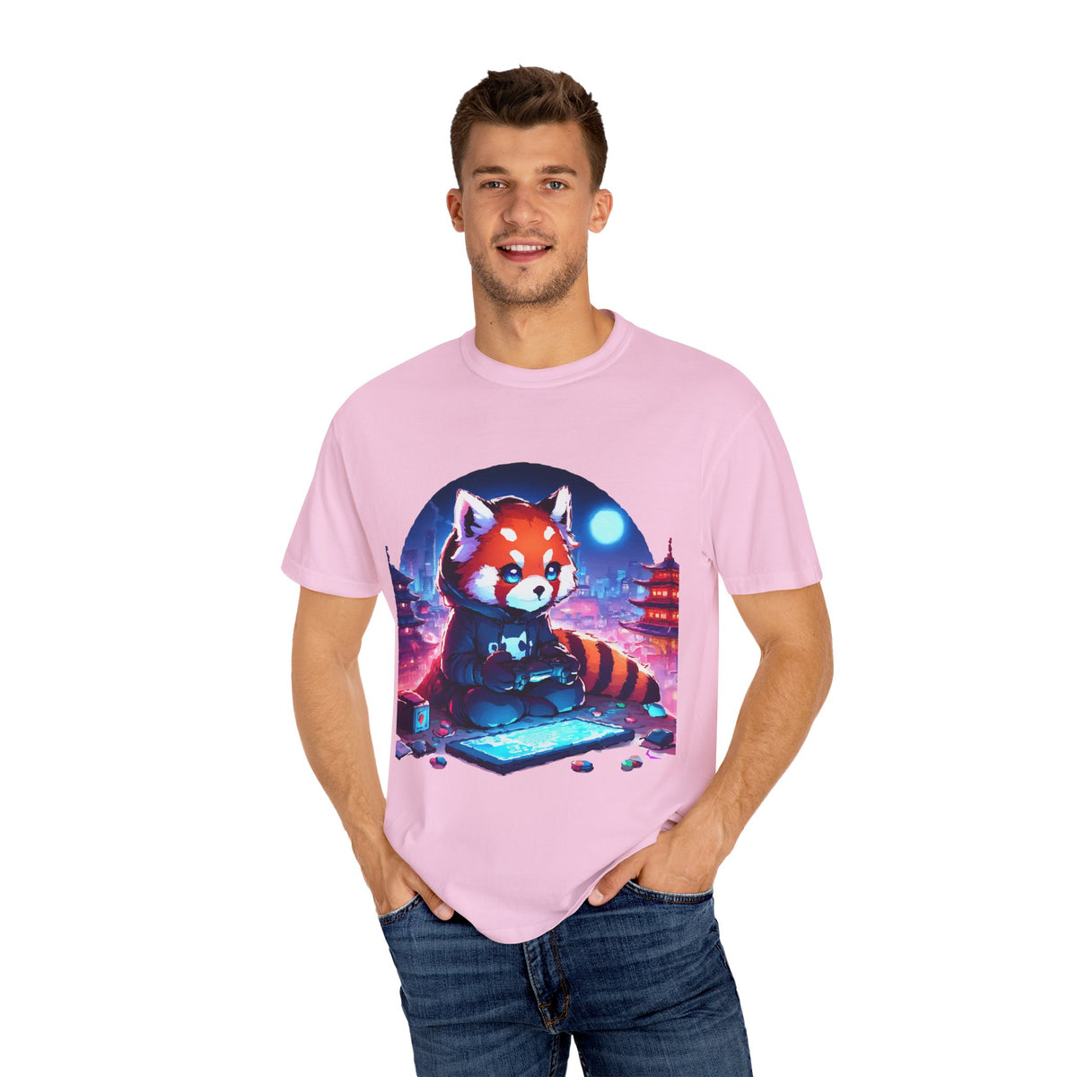 Red Panda Gamer T-Shirt - Cute & Funny Gaming Apparel
