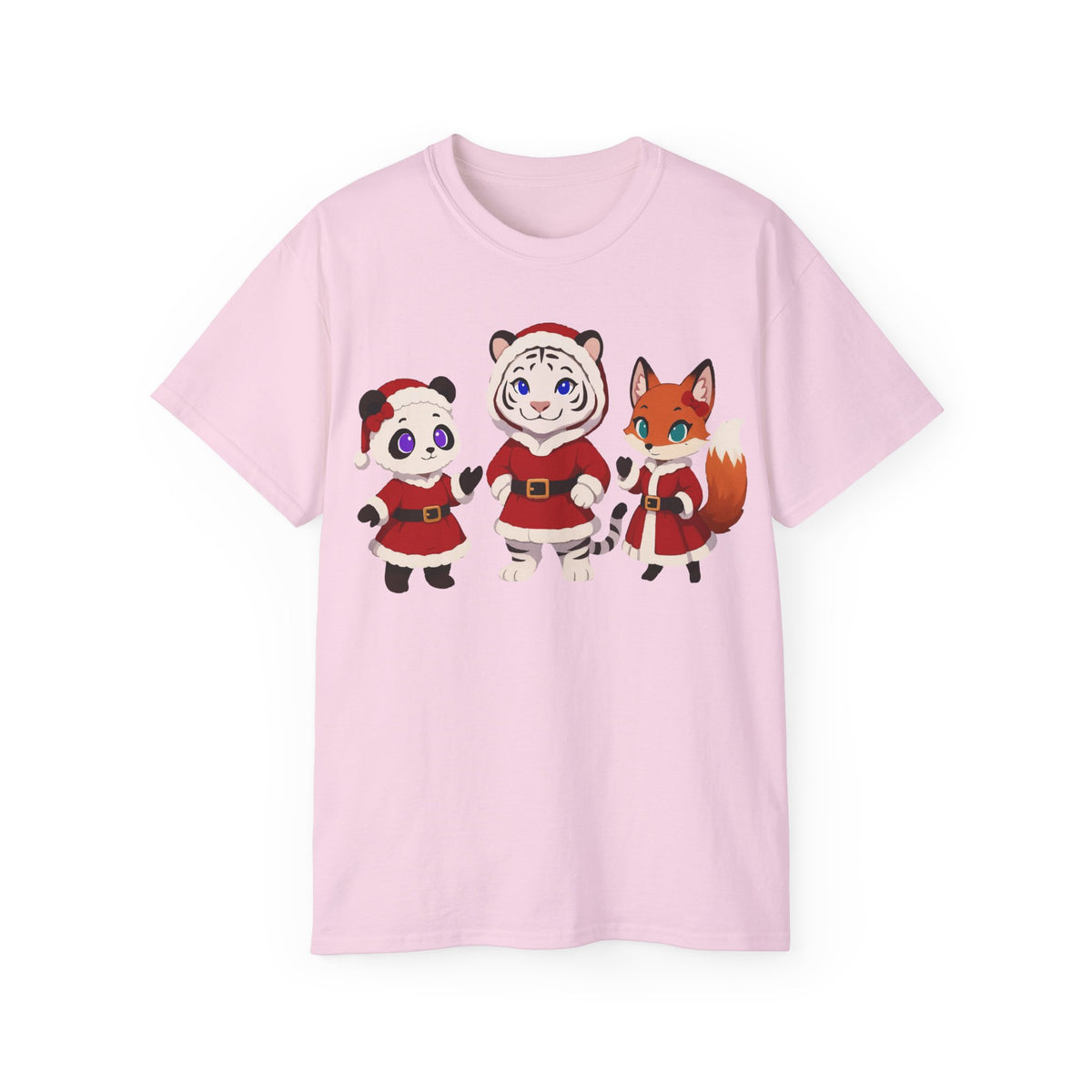 Cute Christmas Animals Tee — Santa Panda, Tiger & Fox Holiday T-Shirt