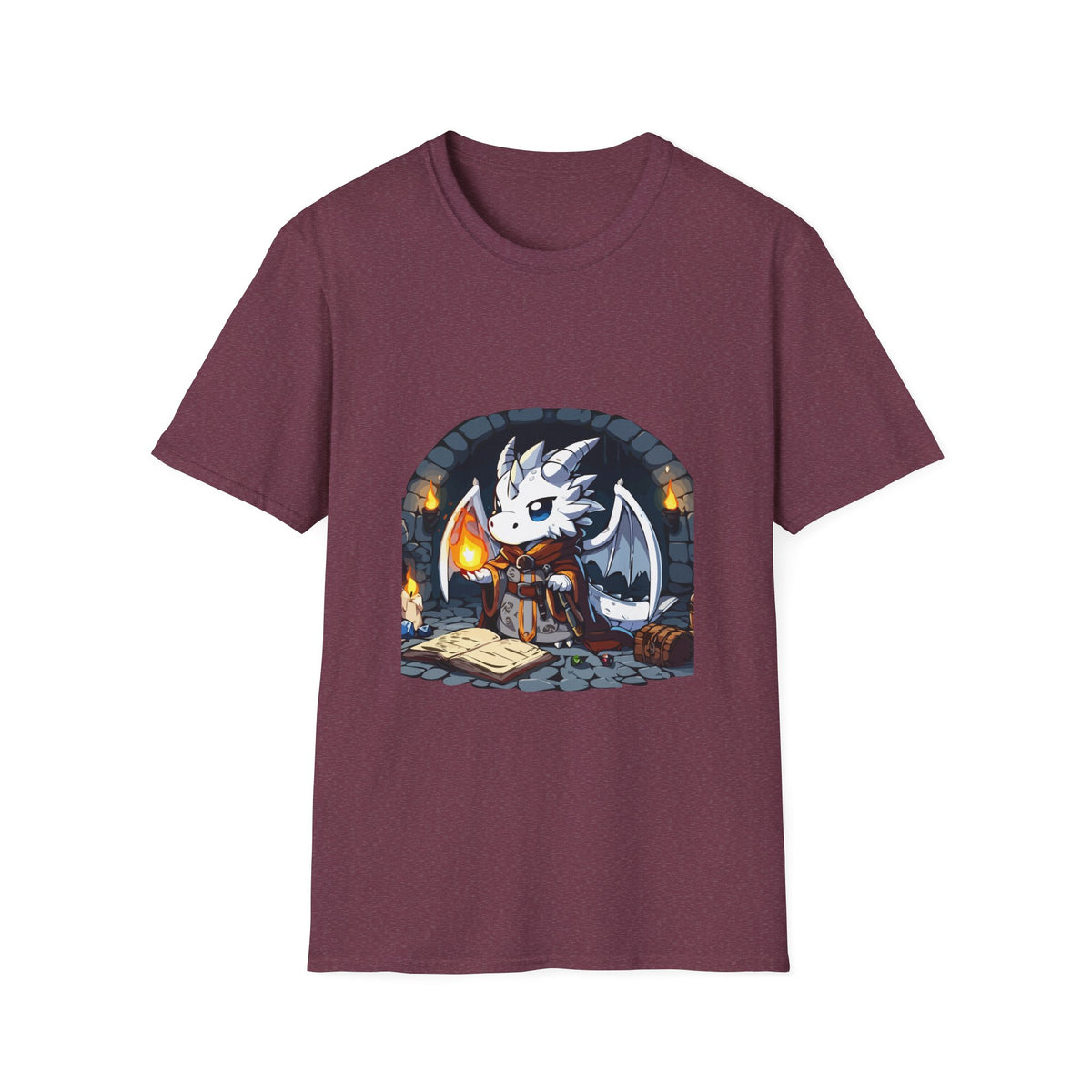 Fantasy Dragon Wizard Unisex Softstyle T-Shirt - Perfect for Gamers and Fantasy Lovers