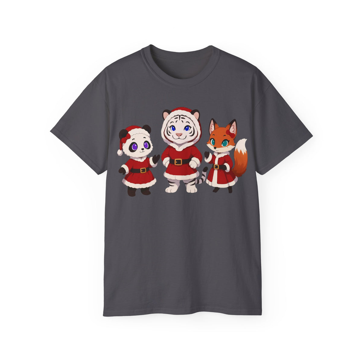 Cute Christmas Animals Tee — Santa Panda, Tiger & Fox Holiday T-Shirt