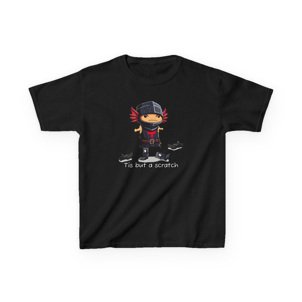 Axolotl Kids Heavy Cotton™ Tee with Quirky Character Design, black knight