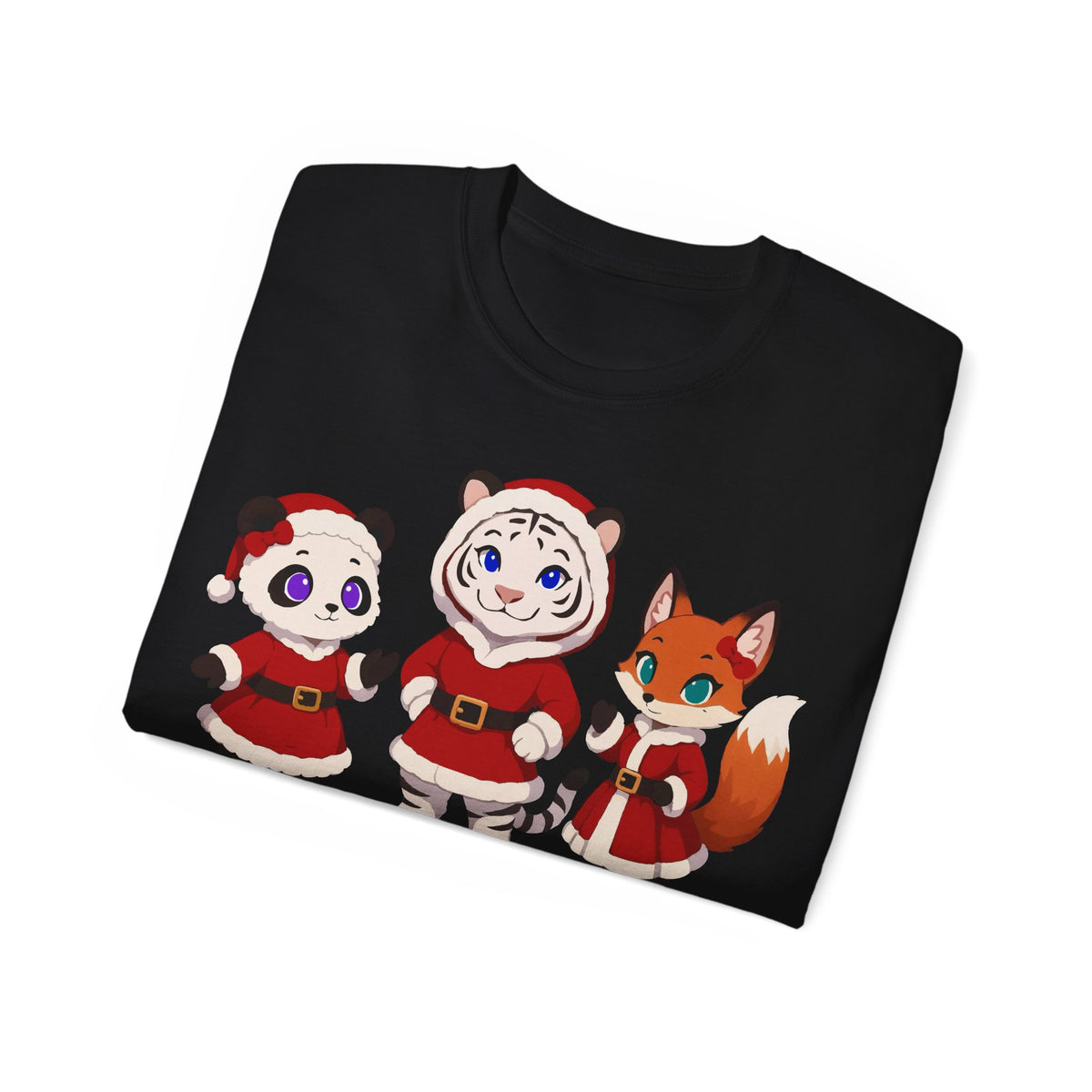 Cute Christmas Animals Tee — Santa Panda, Tiger & Fox Holiday T-Shirt