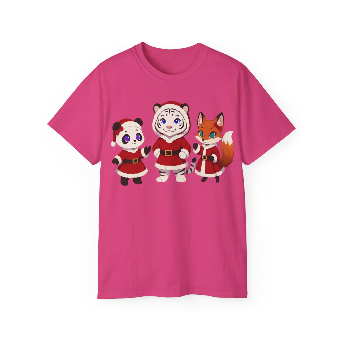 Cute Christmas Animals Tee — Santa Panda, Tiger & Fox Holiday T-Shirt