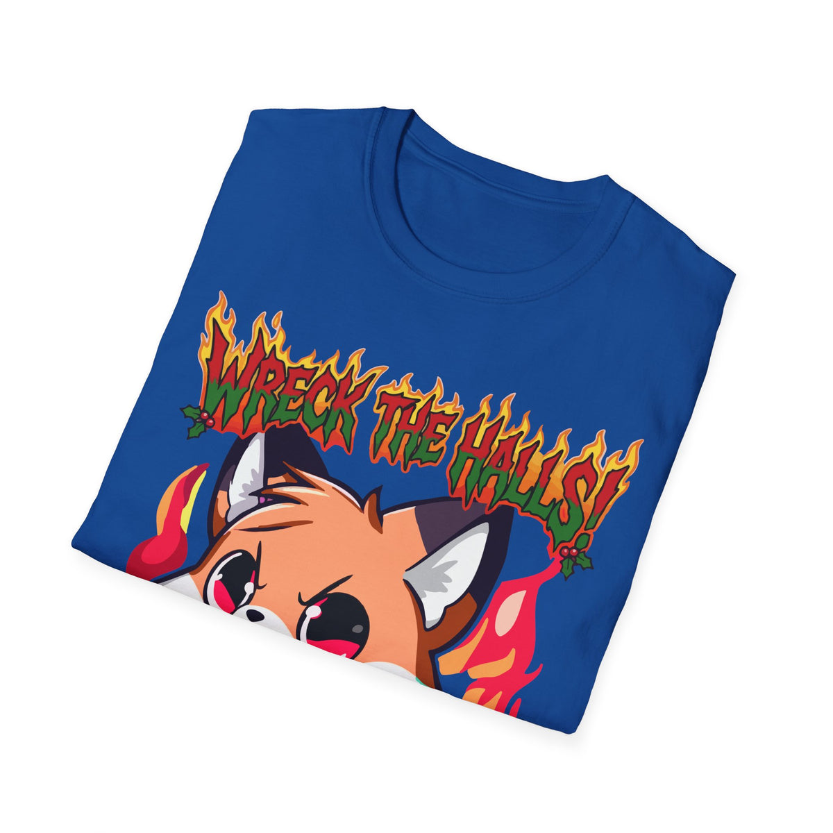 Metal Fox Christmas T-Shirt – 'Wreck the Halls' Holiday Graphic Tee