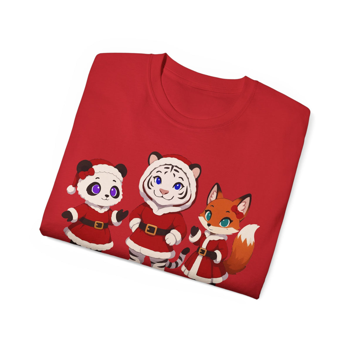 Cute Christmas Animals Tee — Santa Panda, Tiger & Fox Holiday T-Shirt