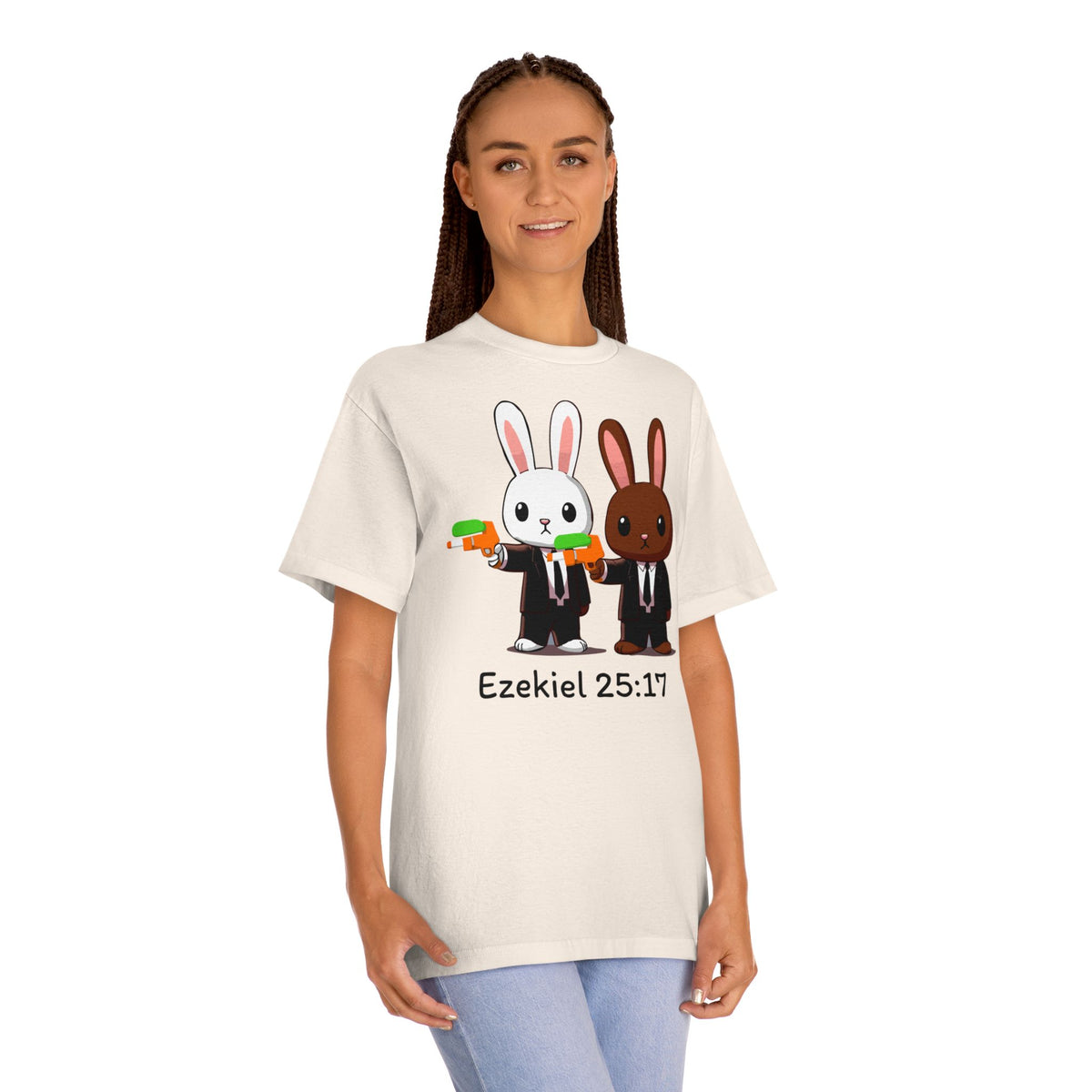 Ezekiel 25:17 Bunny Tee, Unisex Graphic Tee, Funny T-Shirt, Cute Animal Shirt, Gift for Friends, Easter Apparel