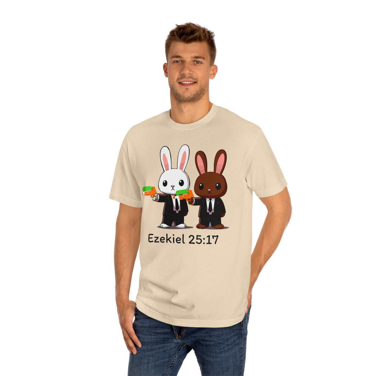 Ezekiel 25:17 Bunny Tee, Unisex Graphic Tee, Funny T-Shirt, Cute Animal Shirt, Gift for Friends, Easter Apparel
