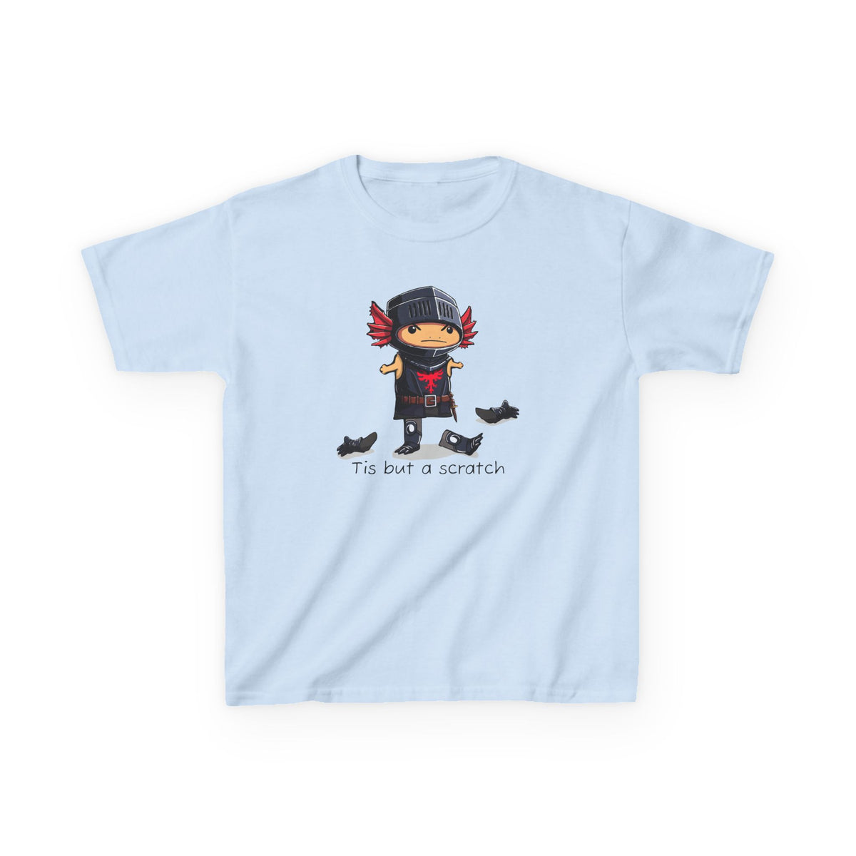 Axolotl Kids Heavy Cotton™ Tee with Quirky Character Design, black knight