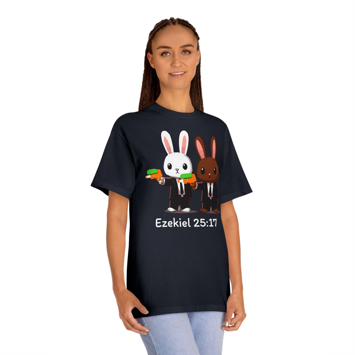 Ezekiel 25:17 Bunny Tee, Unisex Graphic Tee, Funny T-Shirt, Cute Animal Shirt, Gift for Friends, Easter Apparel