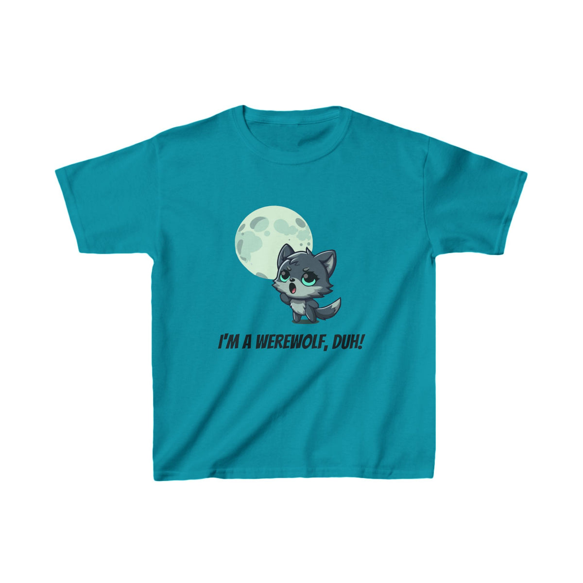 Howling Cute Werewolf Kids Shirt - "I'm a Werewolf, Duh!"