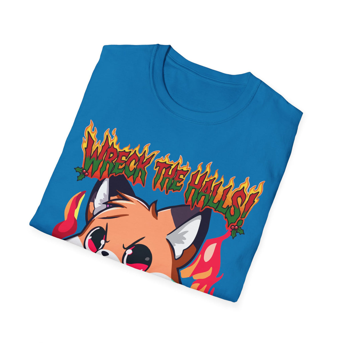 Metal Fox Christmas T-Shirt – 'Wreck the Halls' Holiday Graphic Tee