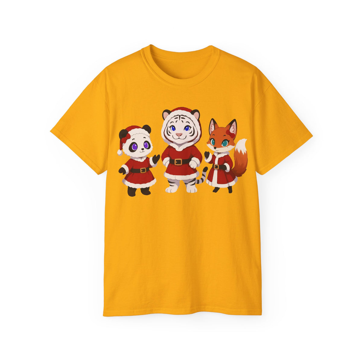 Cute Christmas Animals Tee — Santa Panda, Tiger & Fox Holiday T-Shirt