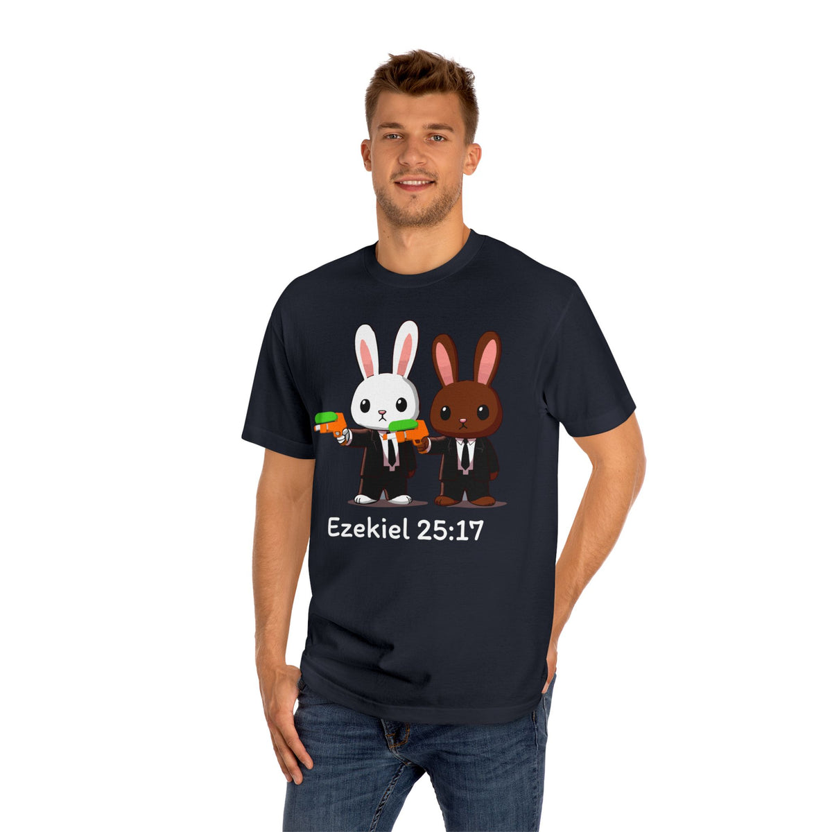 Ezekiel 25:17 Bunny Tee, Unisex Graphic Tee, Funny T-Shirt, Cute Animal Shirt, Gift for Friends, Easter Apparel