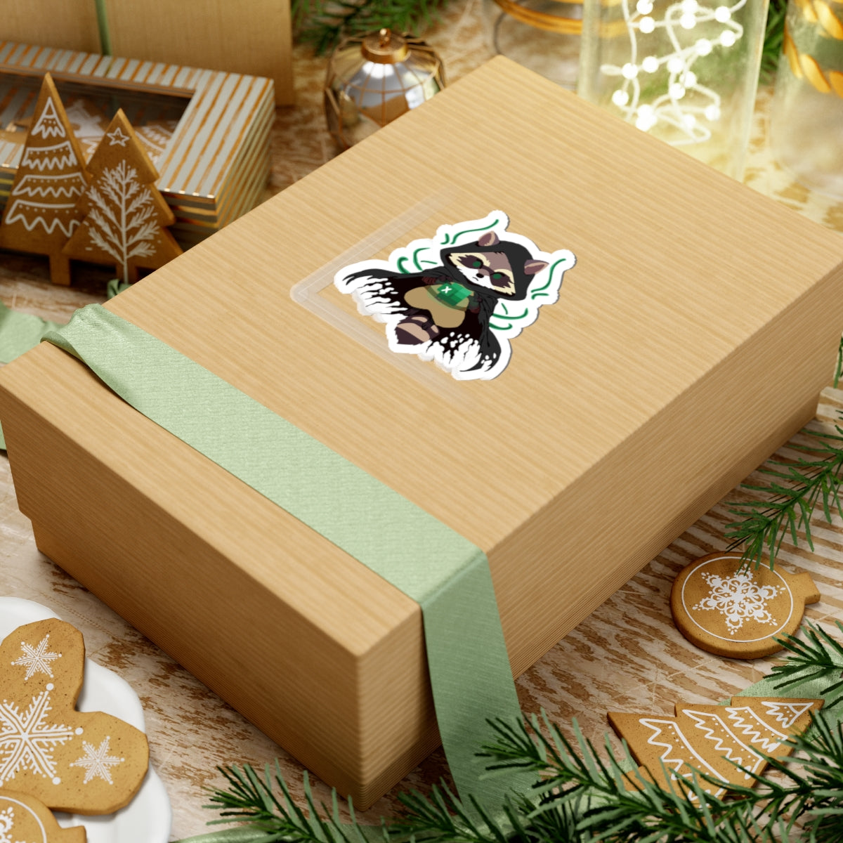 Playful Racoon Kiss-Cut Stickers, Cute Animal Vinyl Decals, Laptop Stickers, Fun Gifts for Kids, Raccoon Lover Decor