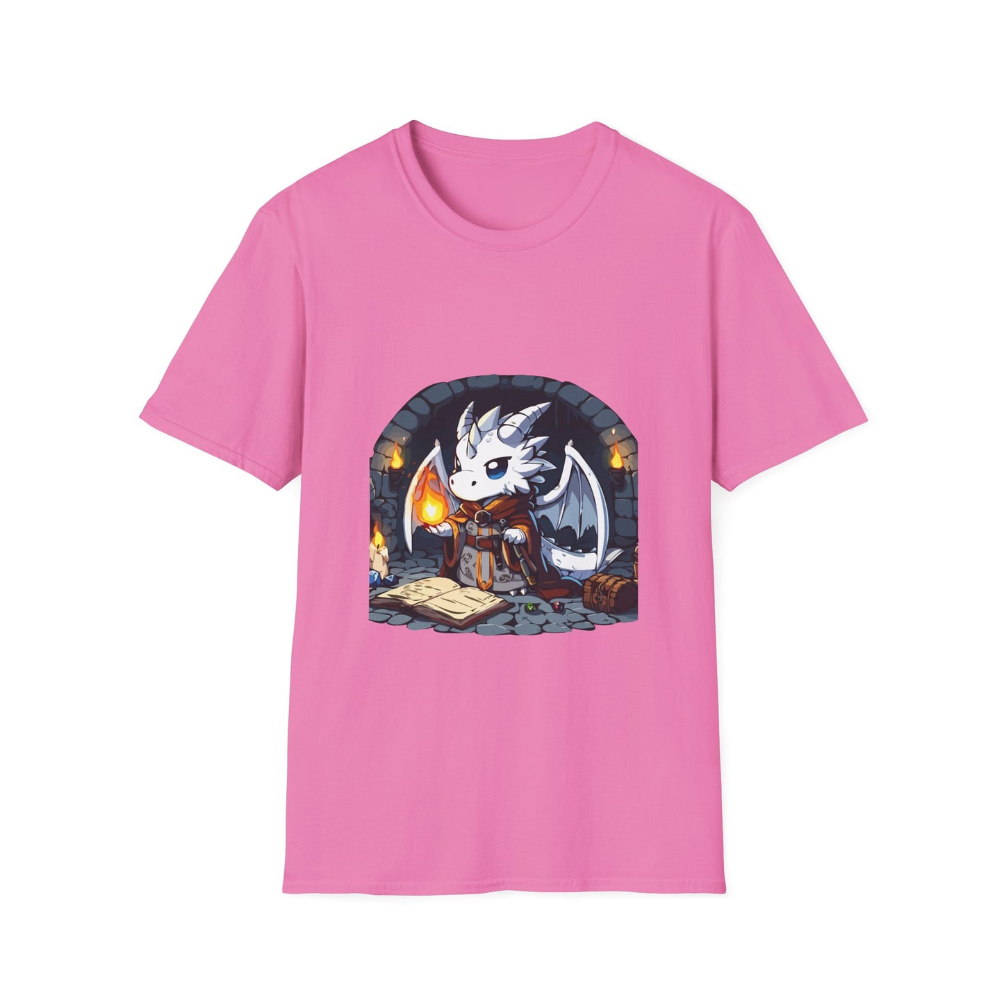 Fantasy Dragon Wizard Unisex Softstyle T-Shirt - Perfect for Gamers and Fantasy Lovers
