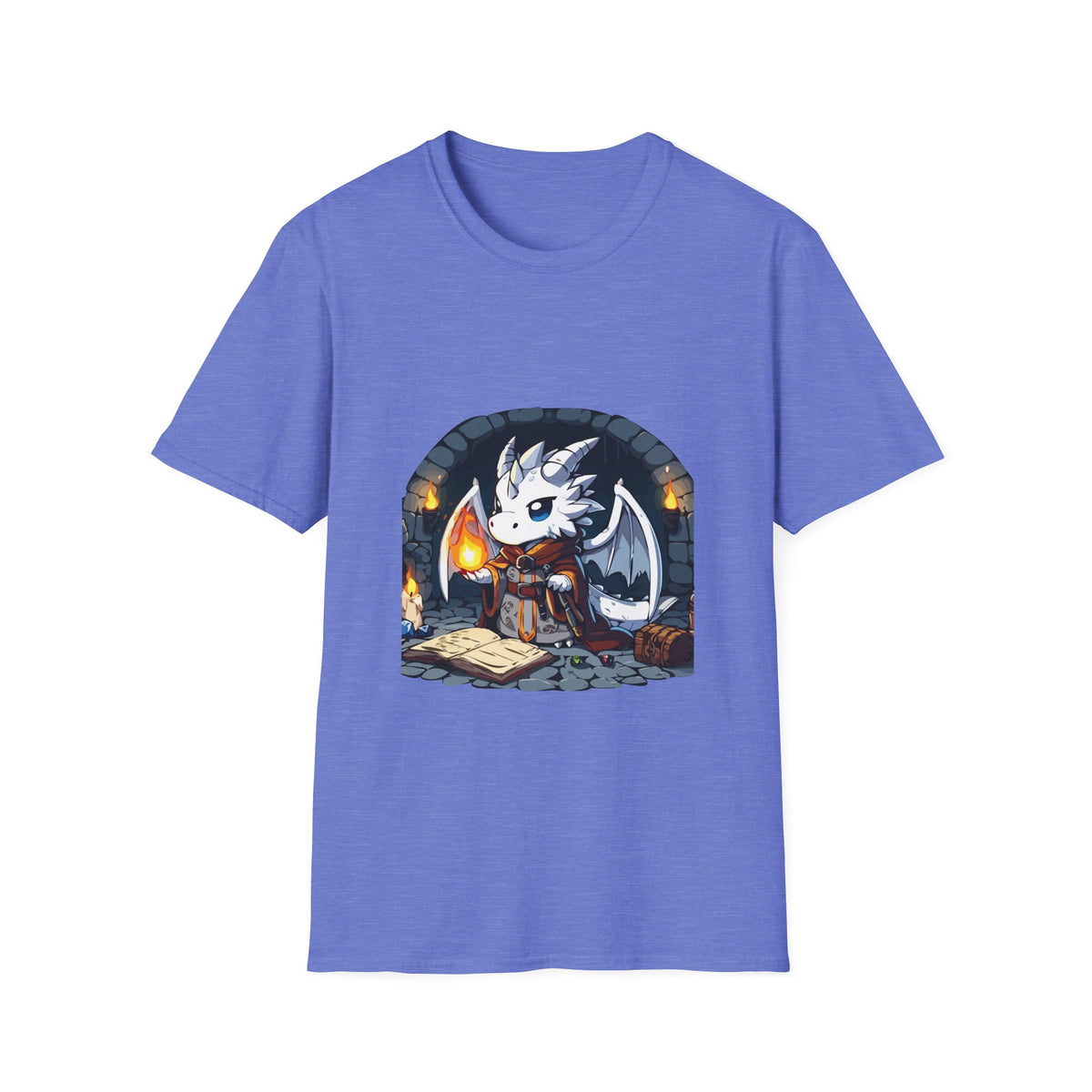 Fantasy Dragon Wizard Unisex Softstyle T-Shirt - Perfect for Gamers and Fantasy Lovers