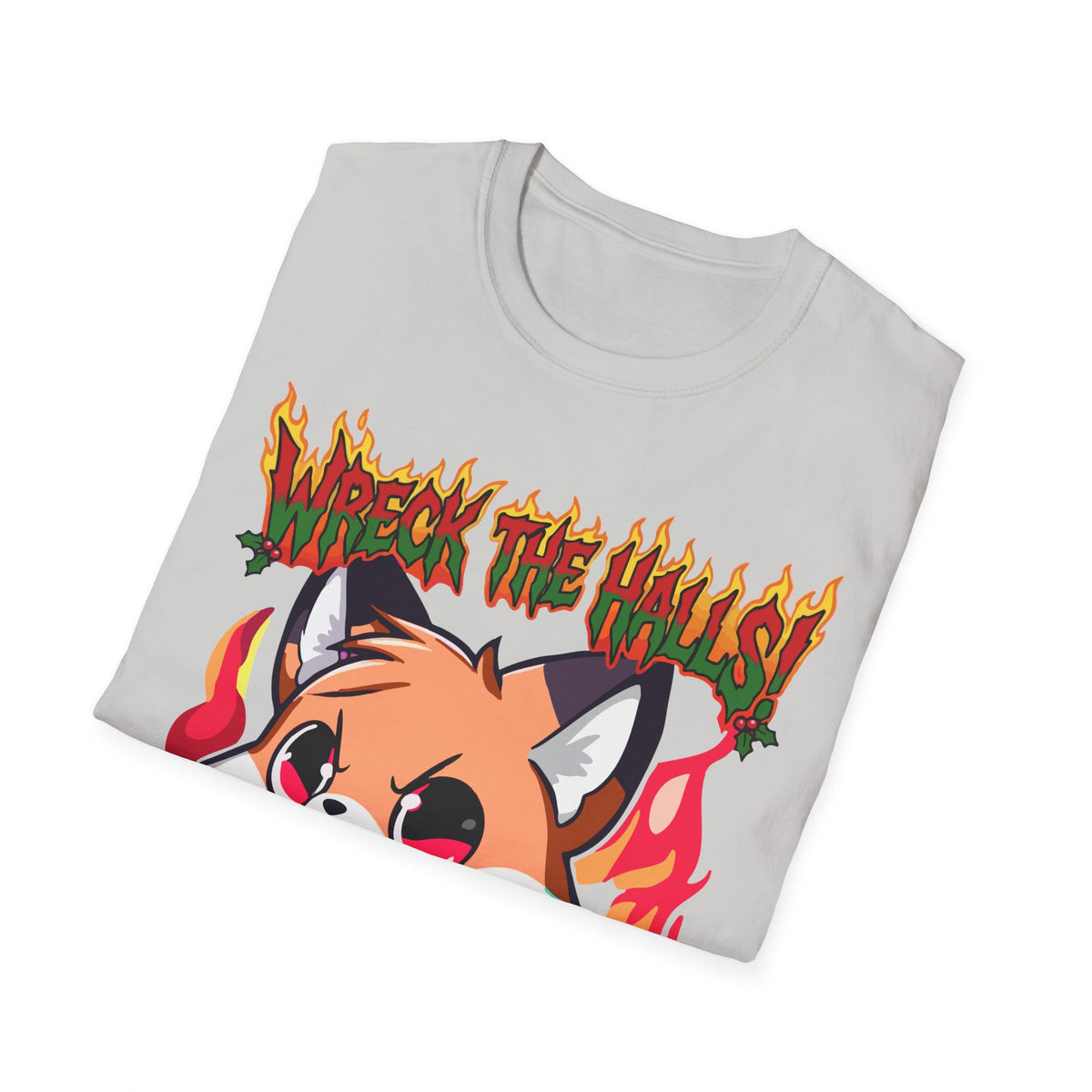Metal Fox Christmas T-Shirt – 'Wreck the Halls' Holiday Graphic Tee