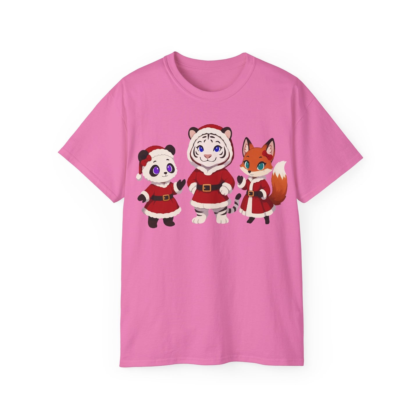 Cute Christmas Animals Tee — Santa Panda, Tiger & Fox Holiday T-Shirt