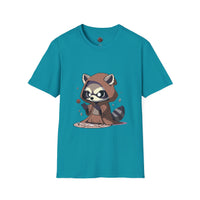 Cute Raccoon Space Wizard Unisex Softstyle T-Shirt - Perfect for Animal and Star Wars Fans