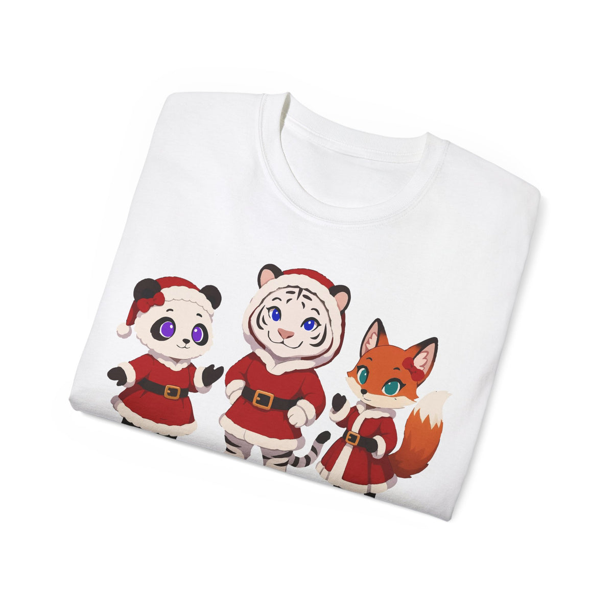 Cute Christmas Animals Tee — Santa Panda, Tiger & Fox Holiday T-Shirt