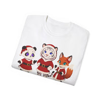 Cute Christmas Animals Tee — Santa Panda, Tiger & Fox Holiday T-Shirt