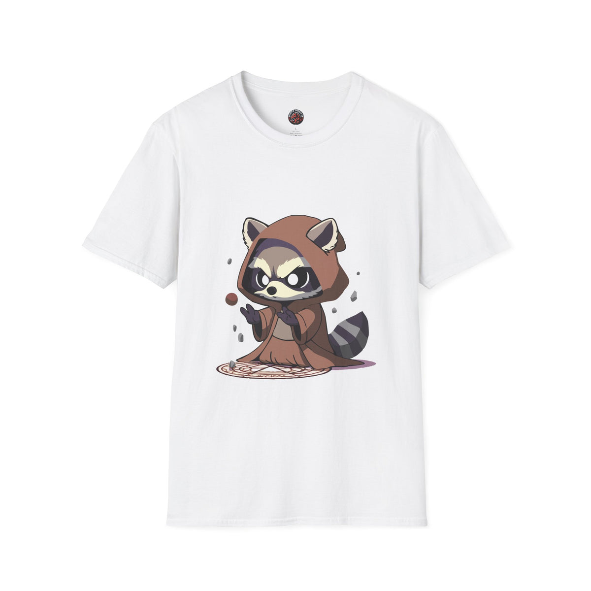 Cute Raccoon Space Wizard Unisex Softstyle T-Shirt - Perfect for Animal and Star Wars Fans