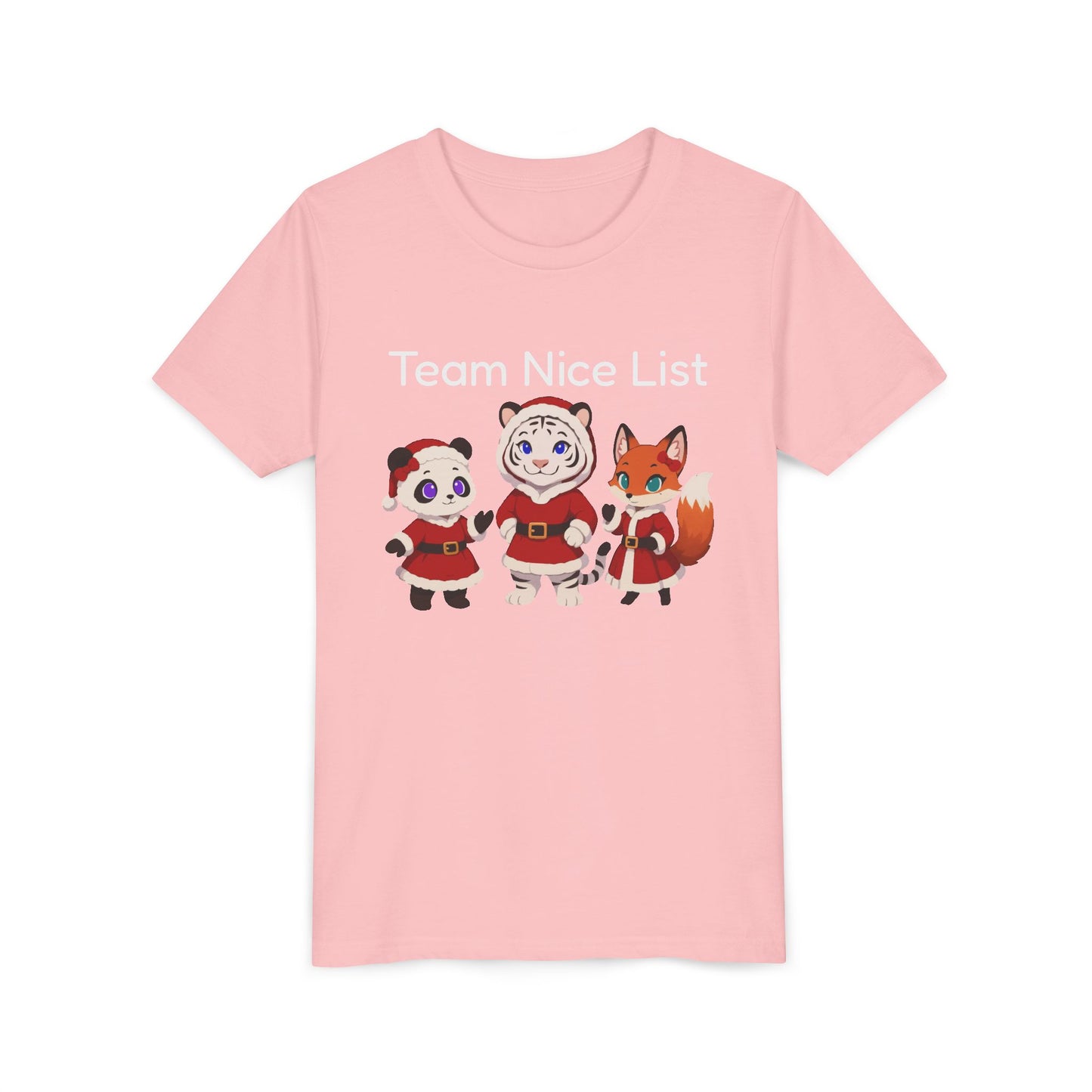Youth Tee - Cute Christmas Animal Trio (Panda, Tiger, Fox) Holiday Kids T-Shirt
