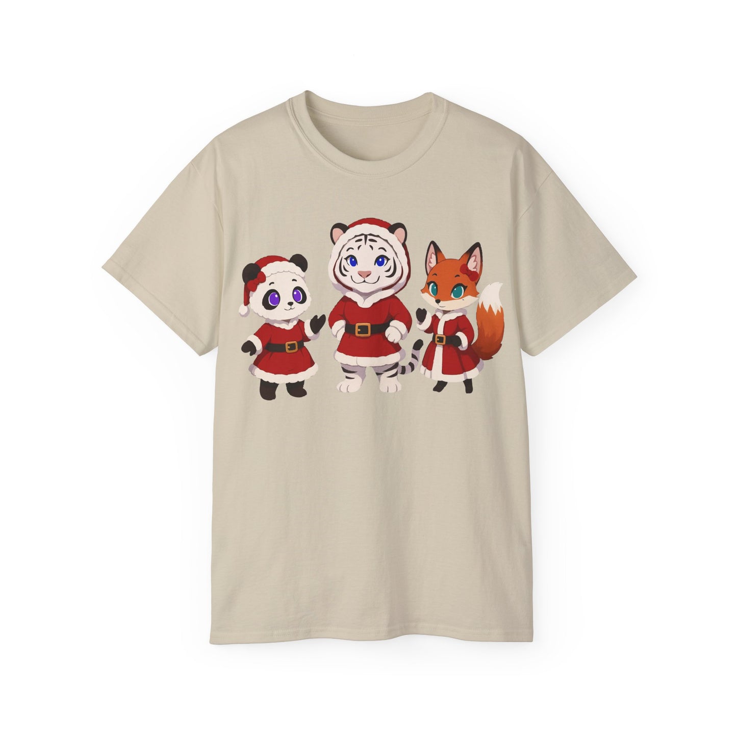Cute Christmas Animals Tee — Santa Panda, Tiger & Fox Holiday T-Shirt