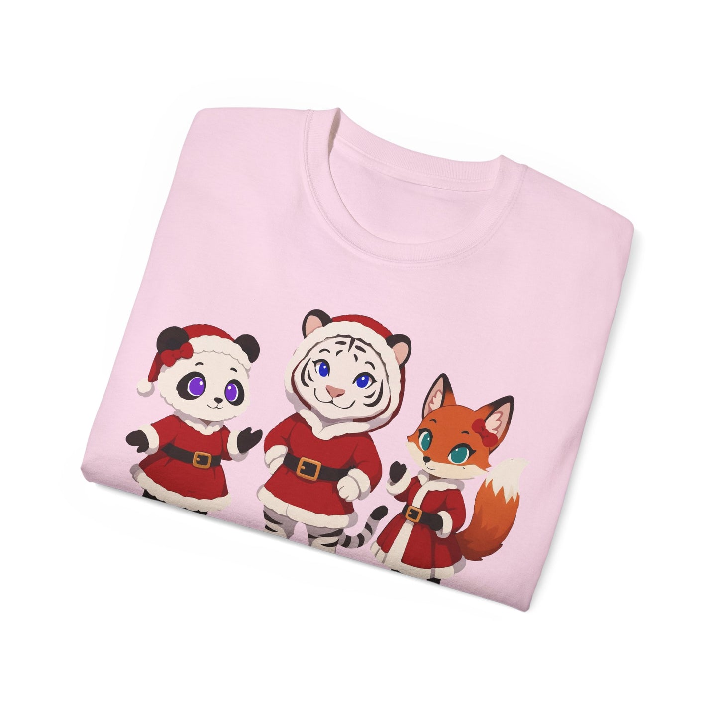 Cute Christmas Animals Tee — Santa Panda, Tiger & Fox Holiday T-Shirt