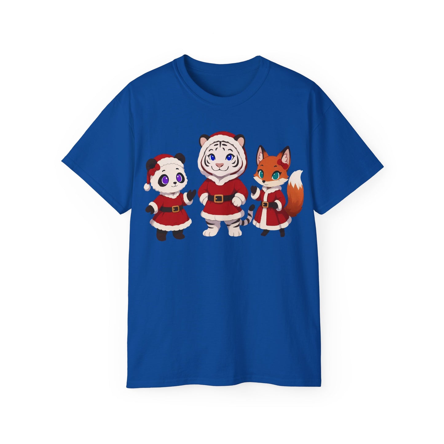 Cute Christmas Animals Tee — Santa Panda, Tiger & Fox Holiday T-Shirt