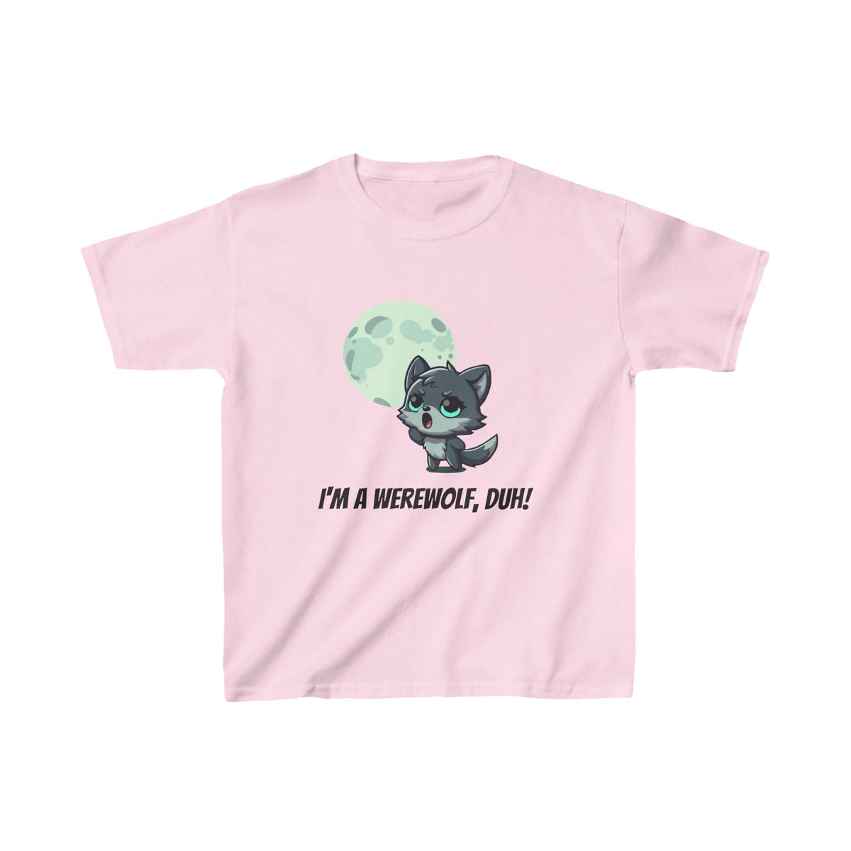 Howling Cute Werewolf Kids Shirt - "I'm a Werewolf, Duh!"
