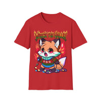 Metal Fox Christmas T-Shirt – 'Wreck the Halls' Holiday Graphic Tee