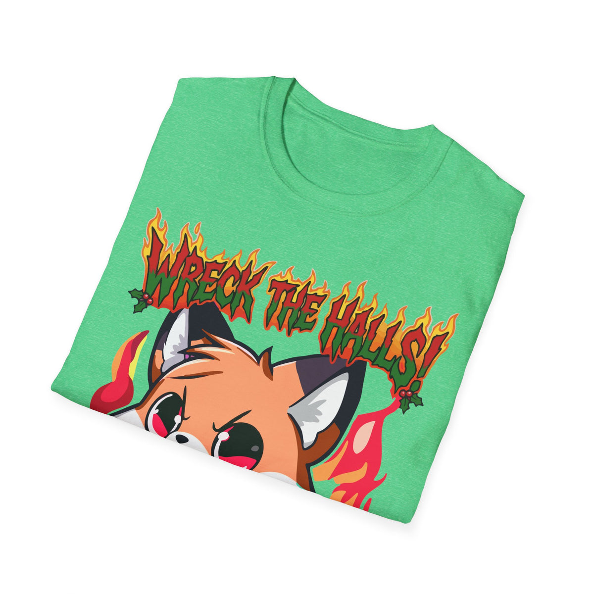 Metal Fox Christmas T-Shirt – 'Wreck the Halls' Holiday Graphic Tee