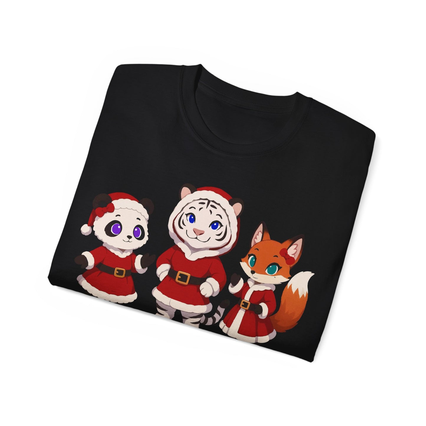 Cute Christmas Animals Tee — Santa Panda, Tiger & Fox Holiday T-Shirt