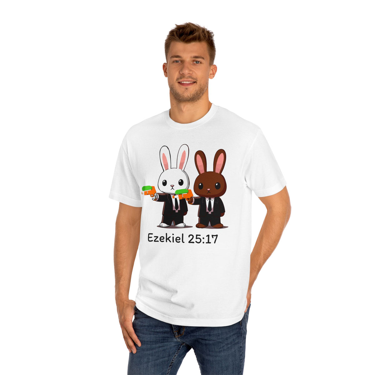 Ezekiel 25:17 Bunny Tee, Unisex Graphic Tee, Funny T-Shirt, Cute Animal Shirt, Gift for Friends, Easter Apparel