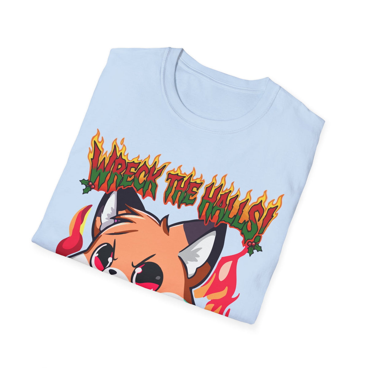 Metal Fox Christmas T-Shirt – 'Wreck the Halls' Holiday Graphic Tee