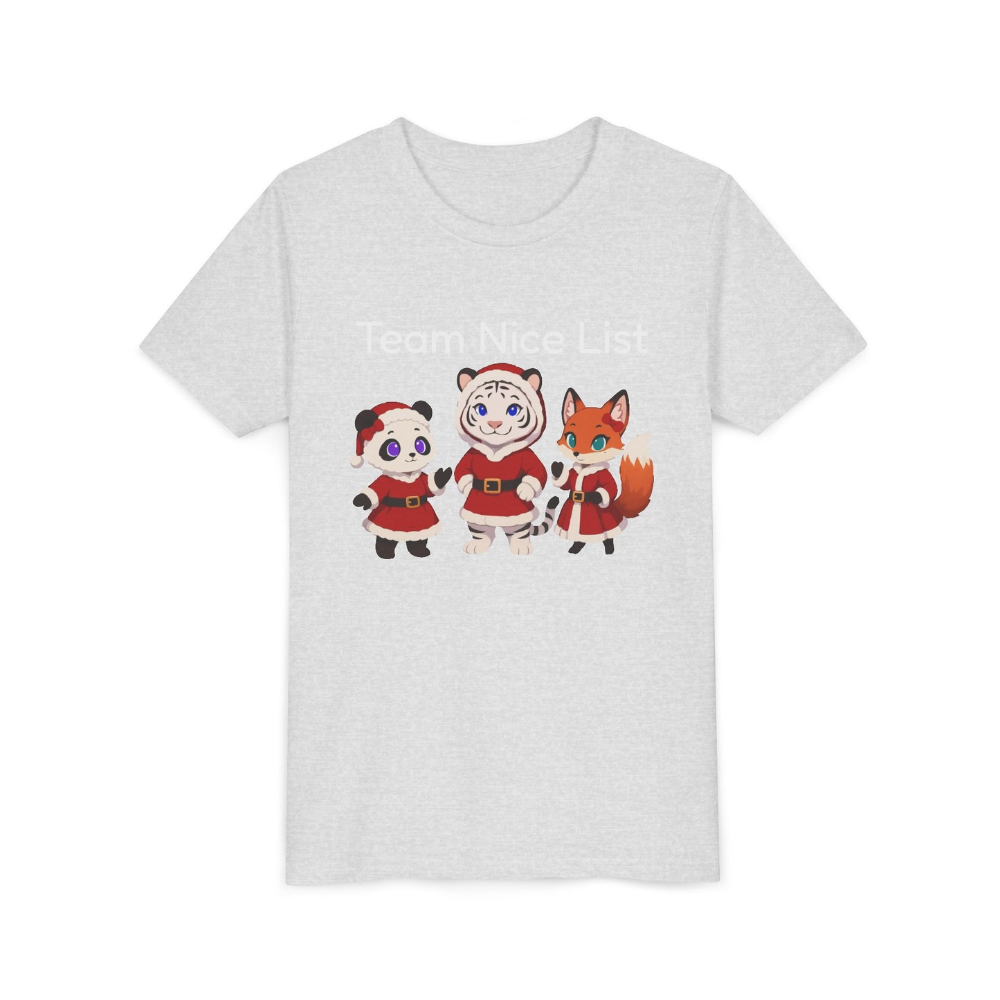 Youth Tee - Cute Christmas Animal Trio (Panda, Tiger, Fox) Holiday Kids T-Shirt