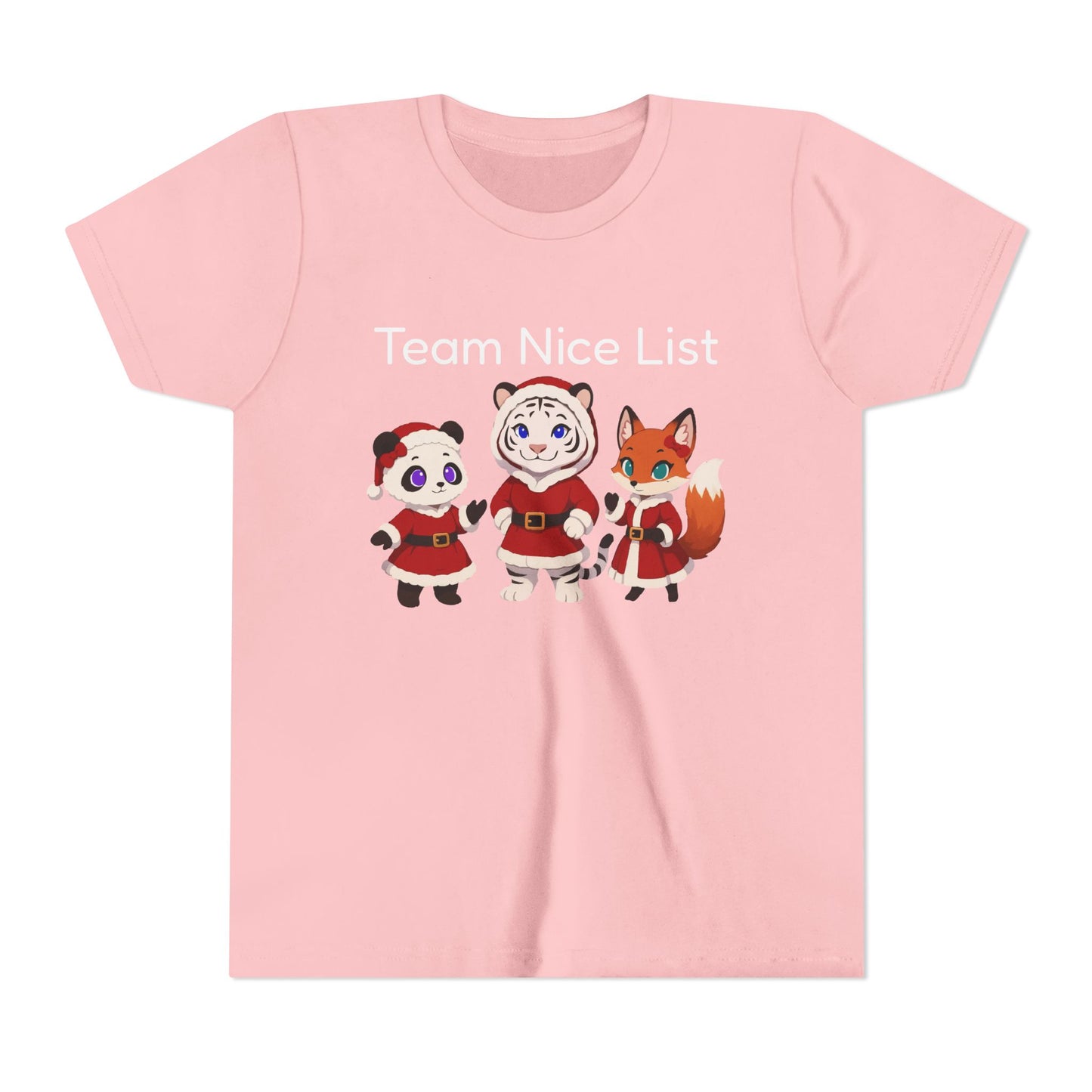 Youth Tee - Cute Christmas Animal Trio (Panda, Tiger, Fox) Holiday Kids T-Shirt