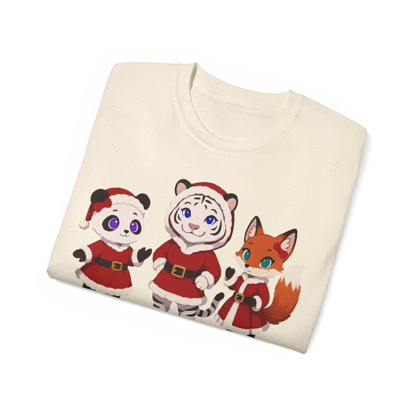 Cute Christmas Animals Tee — Santa Panda, Tiger & Fox Holiday T-Shirt
