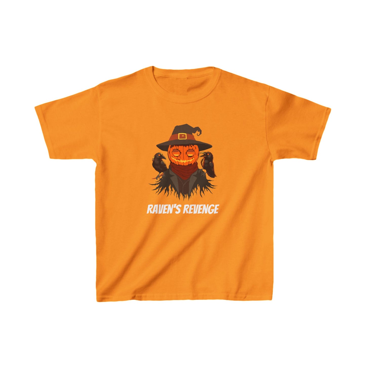 Spooky Cute: Jack-o'-lantern and Crow T-Shirt for Kids