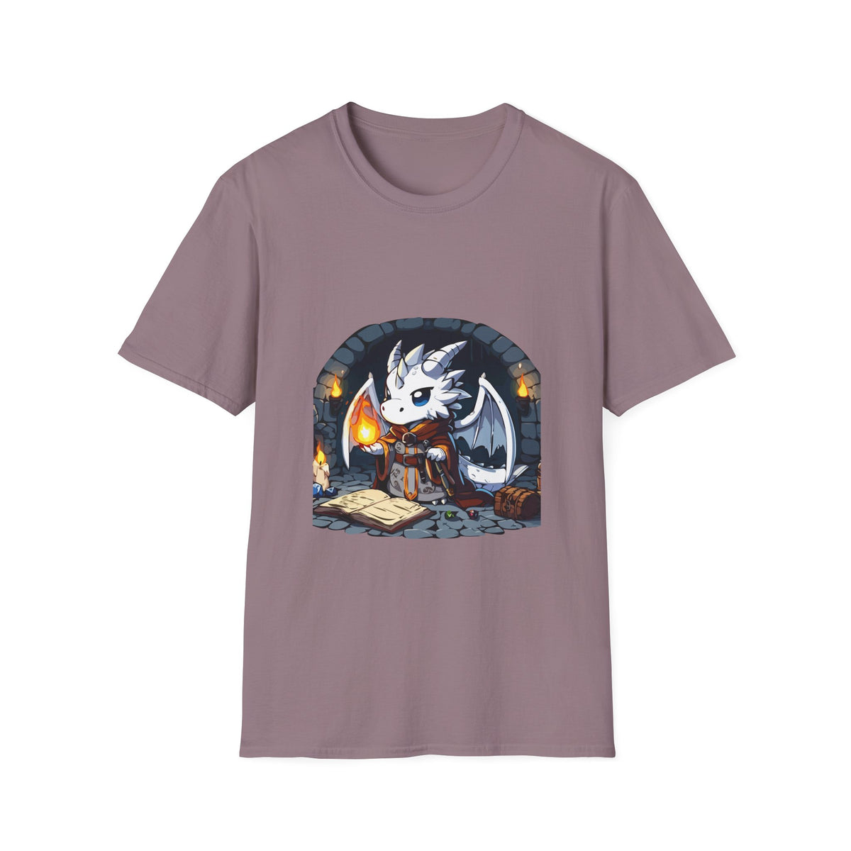Fantasy Dragon Wizard Unisex Softstyle T-Shirt - Perfect for Gamers and Fantasy Lovers
