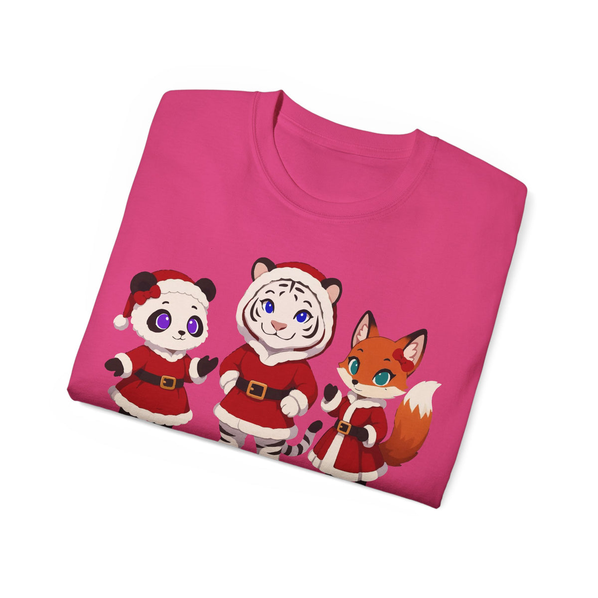 Cute Christmas Animals Tee — Santa Panda, Tiger & Fox Holiday T-Shirt