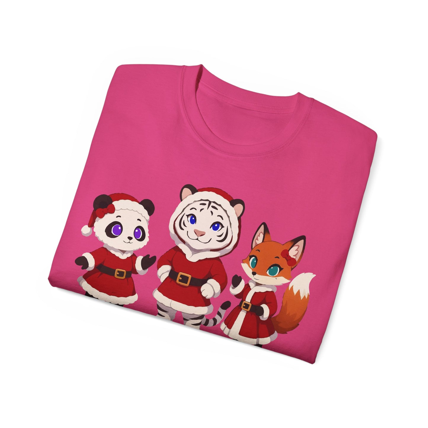 Cute Christmas Animals Tee — Santa Panda, Tiger & Fox Holiday T-Shirt
