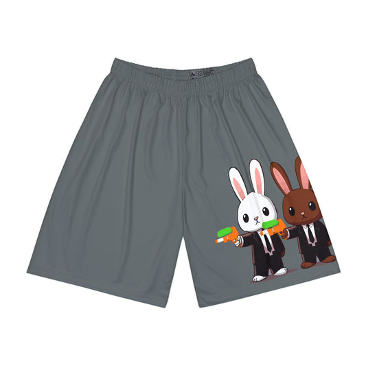 Bunny Hitman Sports Shorts — Cute Rabbit in Suit All-Over Print